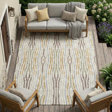 8' X 10' Ivory And Brown Abstract Washable Indoor Outdoor Area Rug
