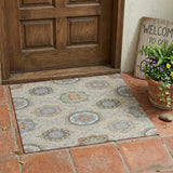 3' X 5' Beige And Brown Floral Medallion Washable Indoor Outdoor Area Rug