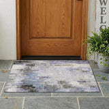 3' X 5' Lavender And Gray Abstract Washable Indoor Outdoor Area Rug