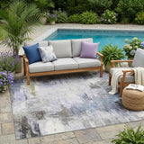 5' X 8' Lavender And Gray Abstract Washable Indoor Outdoor Area Rug
