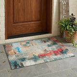 3' X 5' Pearl And Gray Abstract Washable Indoor Outdoor Area Rug