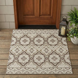 3' X 5' Coffee And Gray Tribal Washable Indoor Outdoor Area Rug