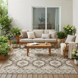 5' X 8' Coffee And Gray Tribal Washable Indoor Outdoor Area Rug