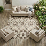 8' X 10' Coffee And Gray Tribal Washable Indoor Outdoor Area Rug