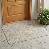 3' X 5' Ivory And Denim Blue Tribal Washable Indoor Outdoor Area Rug