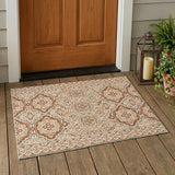 3' X 5' Orange And Gray Tribal Washable Indoor Outdoor Area Rug