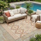 5' X 8' Orange And Gray Tribal Washable Indoor Outdoor Area Rug
