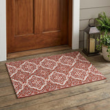 3' X 5' Red And Denim Blue Tribal Washable Indoor Outdoor Area Rug