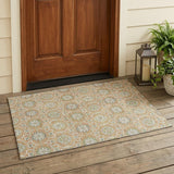 3' X 5' Copper And Beige Floral Medallion Washable Indoor Outdoor Area Rug