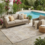 5' X 8' Beige And Ivory Geometric Washable Indoor Outdoor Area Rug