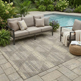 5' X 8' Brown And Beige Geometric Washable Indoor Outdoor Area Rug