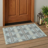 3' X 5' Teal Blue And Ivory Geometric Washable Indoor Outdoor Area Rug