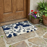 3' X 5' Blue And Charcoal Geometric Washable Indoor Outdoor Area Rug