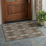 3' X 5' Chocolate And Beige Geometric Washable Indoor Outdoor Area Rug