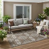 5' X 8' Chocolate And Beige Geometric Washable Indoor Outdoor Area Rug