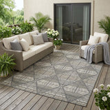 5' X 8' Gray And Taupe Geometric Washable Indoor Outdoor Area Rug