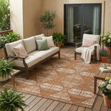5' X 8' Orange And Beige Geometric Washable Indoor Outdoor Area Rug
