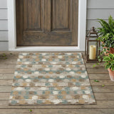 3' X 5' Green And Silver Abstract Washable Indoor Outdoor Area Rug