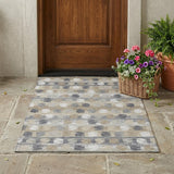 3' X 5' Beige And Brown Abstract Washable Indoor Outdoor Area Rug