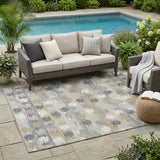 5' X 8' Beige And Brown Abstract Washable Indoor Outdoor Area Rug