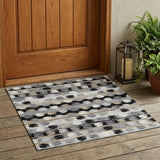 3' X 5' Black And Purple Abstract Washable Indoor Outdoor Area Rug