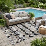 5' X 8' Black And Purple Abstract Washable Indoor Outdoor Area Rug