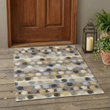 3' X 5' Gray And Brown Abstract Washable Indoor Outdoor Area Rug