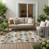 5' X 8' Gray And Brown Abstract Washable Indoor Outdoor Area Rug
