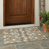 3' X 5' Brown And Aqua Abstract Washable Indoor Outdoor Area Rug