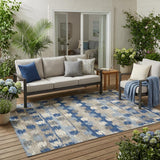 5' X 8' Navy Blue And Charcoal Abstract Washable Indoor Outdoor Area Rug