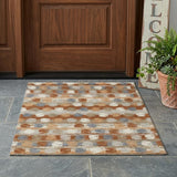 3' X 5' Orange And Beige Abstract Washable Indoor Outdoor Area Rug