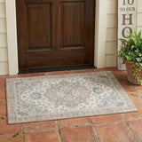 3' X 5' Beige And Copper Oriental Washable Indoor Outdoor Area Rug