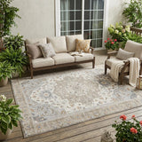 5' X 8' Beige And Copper Oriental Washable Indoor Outdoor Area Rug