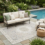 5' X 8' Ivory And Fern Green Oriental Washable Indoor Outdoor Area Rug