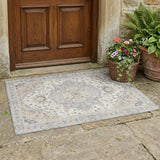 3' X 5' Silver And Fern Green Oriental Washable Indoor Outdoor Area Rug