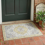 3' X 5' Wheat And Taupe Oriental Washable Indoor Outdoor Area Rug