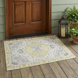 3' X 5' Yellow And Purple Oriental Washable Indoor Outdoor Area Rug