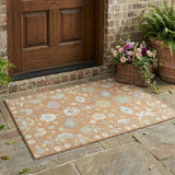 3' X 5' Copper And Gold Oriental Washable Indoor Outdoor Area Rug
