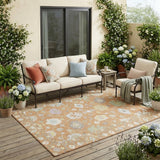 5' X 8' Copper And Gold Oriental Washable Indoor Outdoor Area Rug