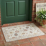 3' X 5' Ivory And Sky Blue Oriental Washable Indoor Outdoor Area Rug