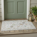 3' X 5' Gray And Gold Oriental Washable Indoor Outdoor Area Rug