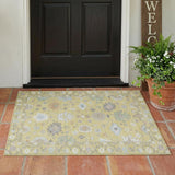 3' X 5' Wheat And Ivory Oriental Washable Indoor Outdoor Area Rug