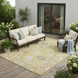5' X 8' Wheat And Ivory Oriental Washable Indoor Outdoor Area Rug