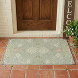 3' X 5' Green And Ivory Oriental Washable Indoor Outdoor Area Rug