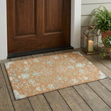 3' X 5' Copper And Ivory Oriental Washable Indoor Outdoor Area Rug