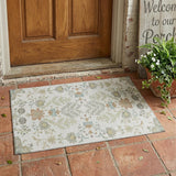 3' X 5' Ivory And Beige Oriental Washable Indoor Outdoor Area Rug