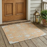3' X 5' Peach And Ivory Oriental Washable Indoor Outdoor Area Rug