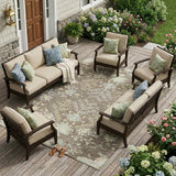 8' X 10' Taupe And Ivory Oriental Washable Indoor Outdoor Area Rug