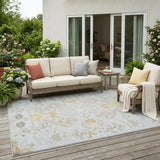 5' X 8' Gray And Ivory Oriental Washable Indoor Outdoor Area Rug