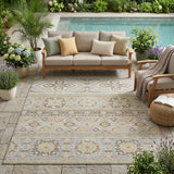 5' X 8' Beige And Ivory Tribal Washable Indoor Outdoor Area Rug